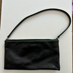 Kate Spade Black Leather Wristlet / Clutch – Green Stitching